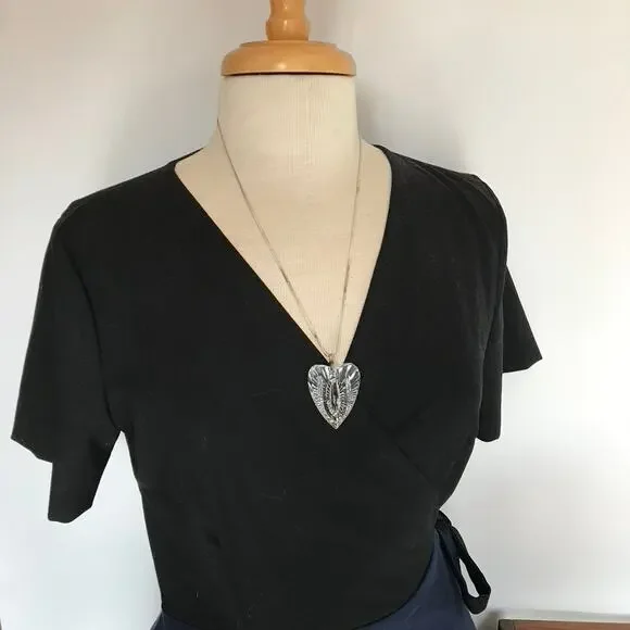 Waterford Crystal Heart Pendant on a silver tone Trifari herringbone necklace